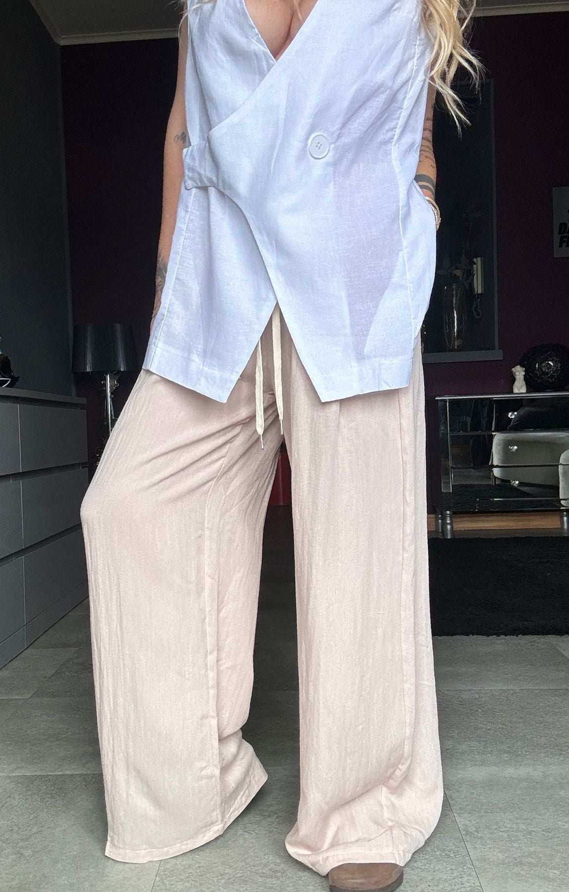 5986 Beige - Pantaloni - Pink