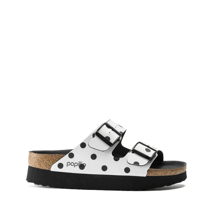 SANDALI PAPILLIO ARIZONA WHITE BLACK DOTS BIRKENSTOCK DONNA