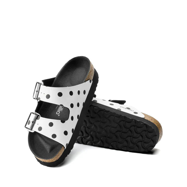 SANDALI PAPILLIO ARIZONA WHITE BLACK DOTS BIRKENSTOCK DONNA