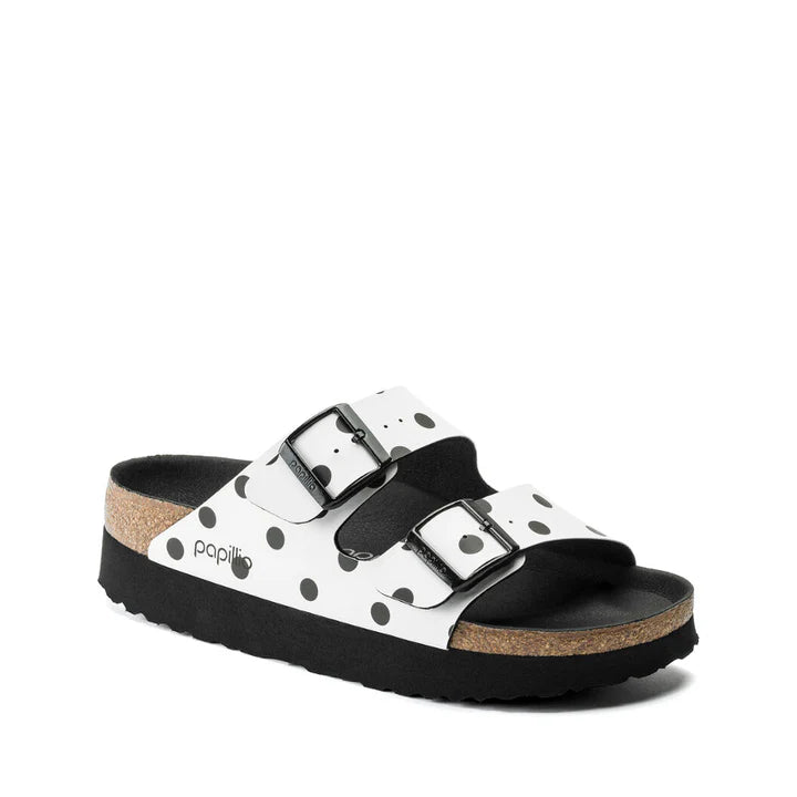 SANDALI PAPILLIO ARIZONA WHITE BLACK DOTS BIRKENSTOCK DONNA