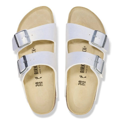 SANDALI ARIZONA SHINY LIZARD WHITE BIRKO FLOR BIRKENSTOCK DONNA