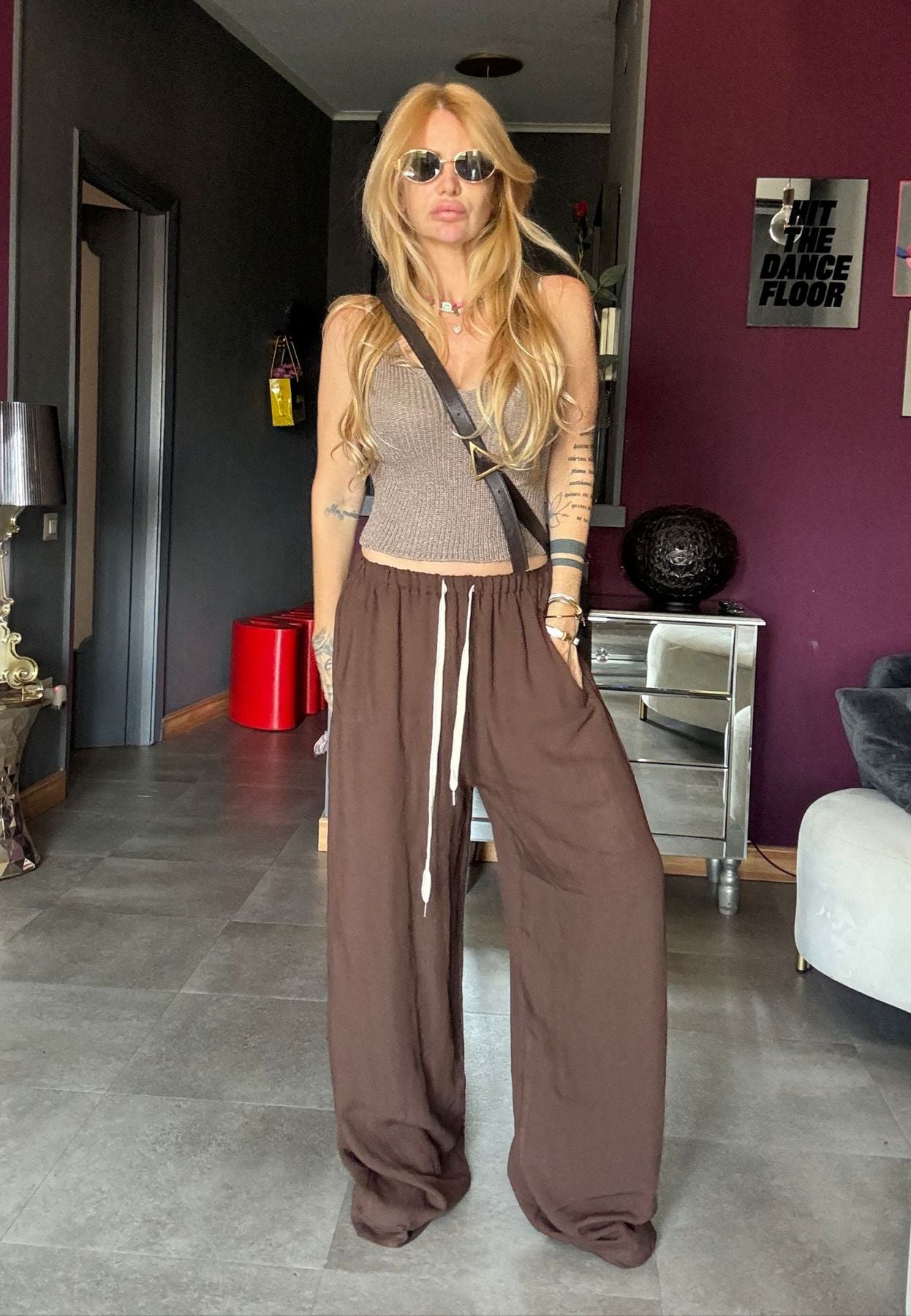 5986 Marrone - Pantaloni - Pink