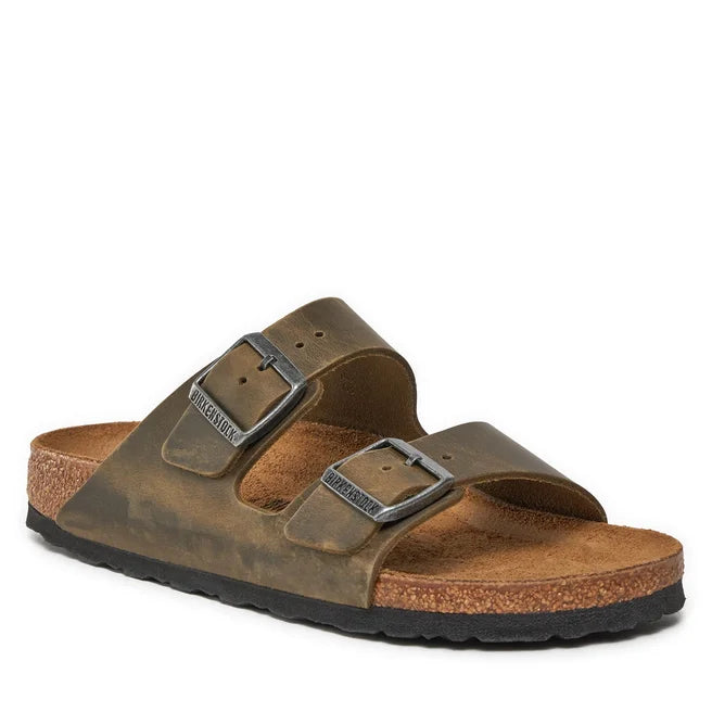 SANDALI ARIZONA FADED KHAKI OILED LEATHER BIRKENSTOCK UNISEX