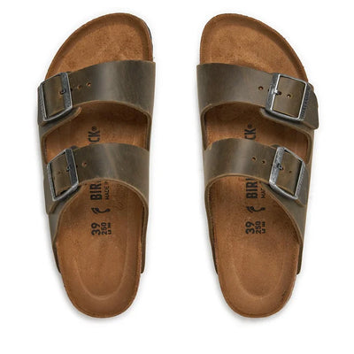 SANDALI ARIZONA FADED KHAKI OILED LEATHER BIRKENSTOCK UNISEX