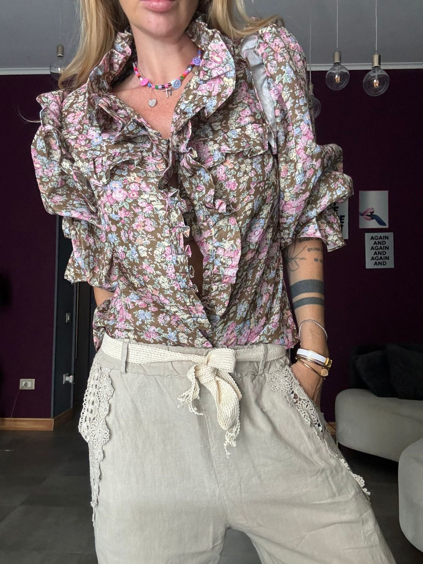 6705 Marrone/Fiori - Camicie - Kappaò Pink