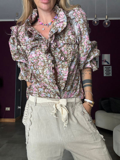 6705 Marrone/Fiori - Camicie - Kappaò Pink