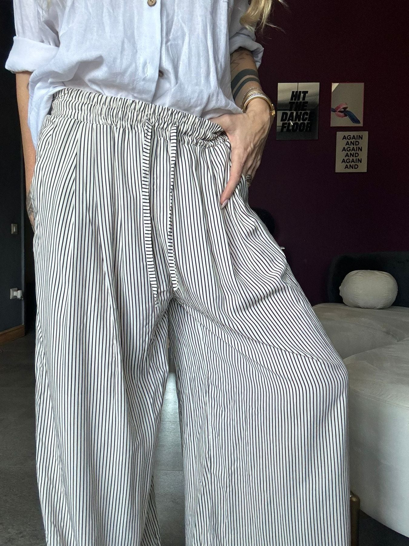 5905 Righe Nero - Pantaloni - Kappaò Pink