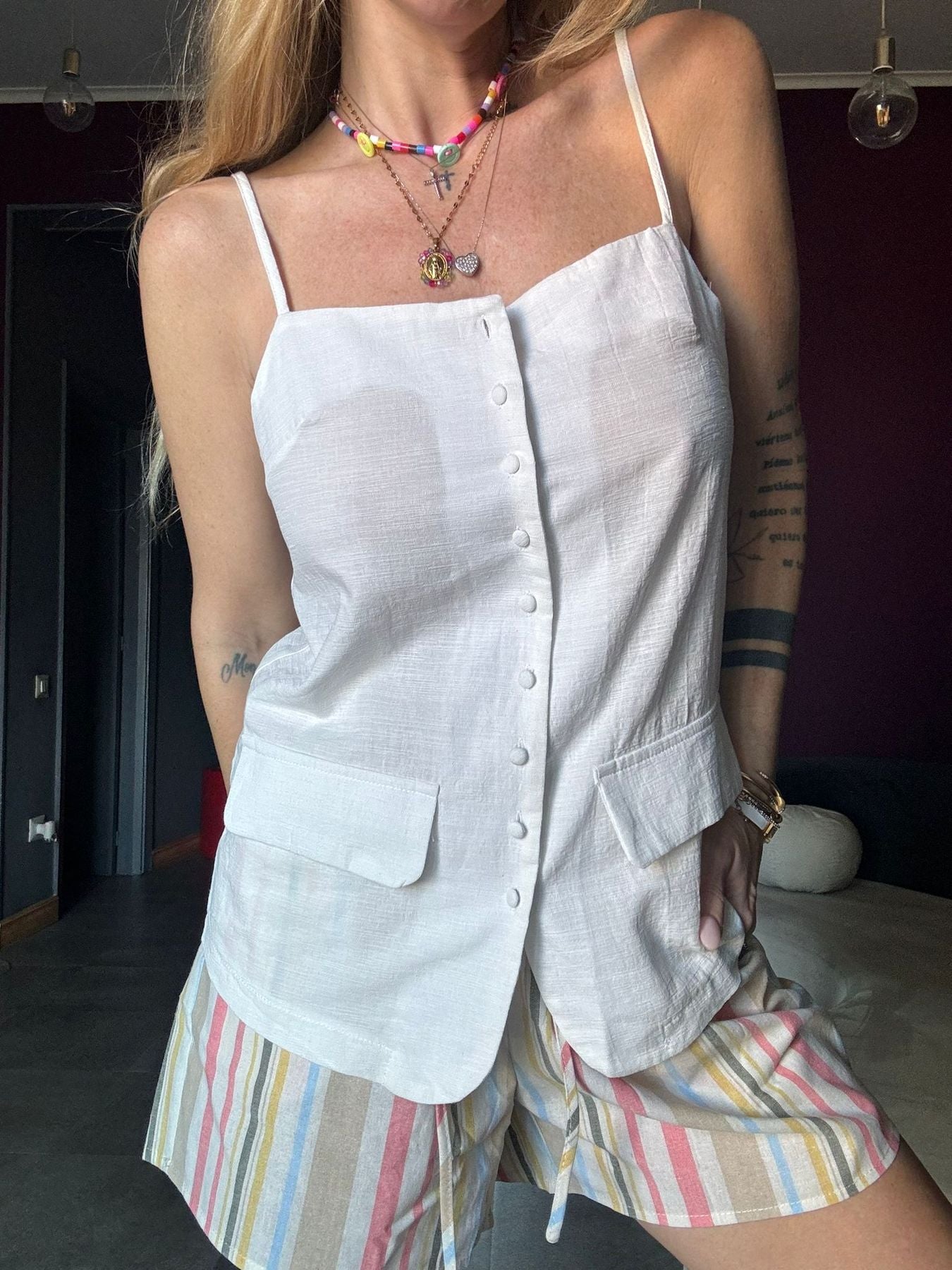 2989 Bianco - Canotte - Pink