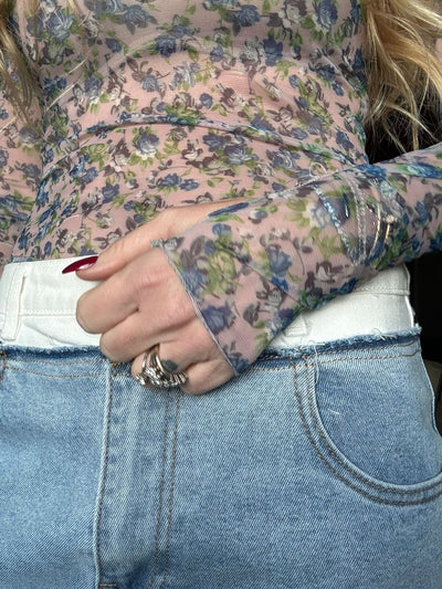 MAGLIA 4552 BLU FIORI PINK DONNA