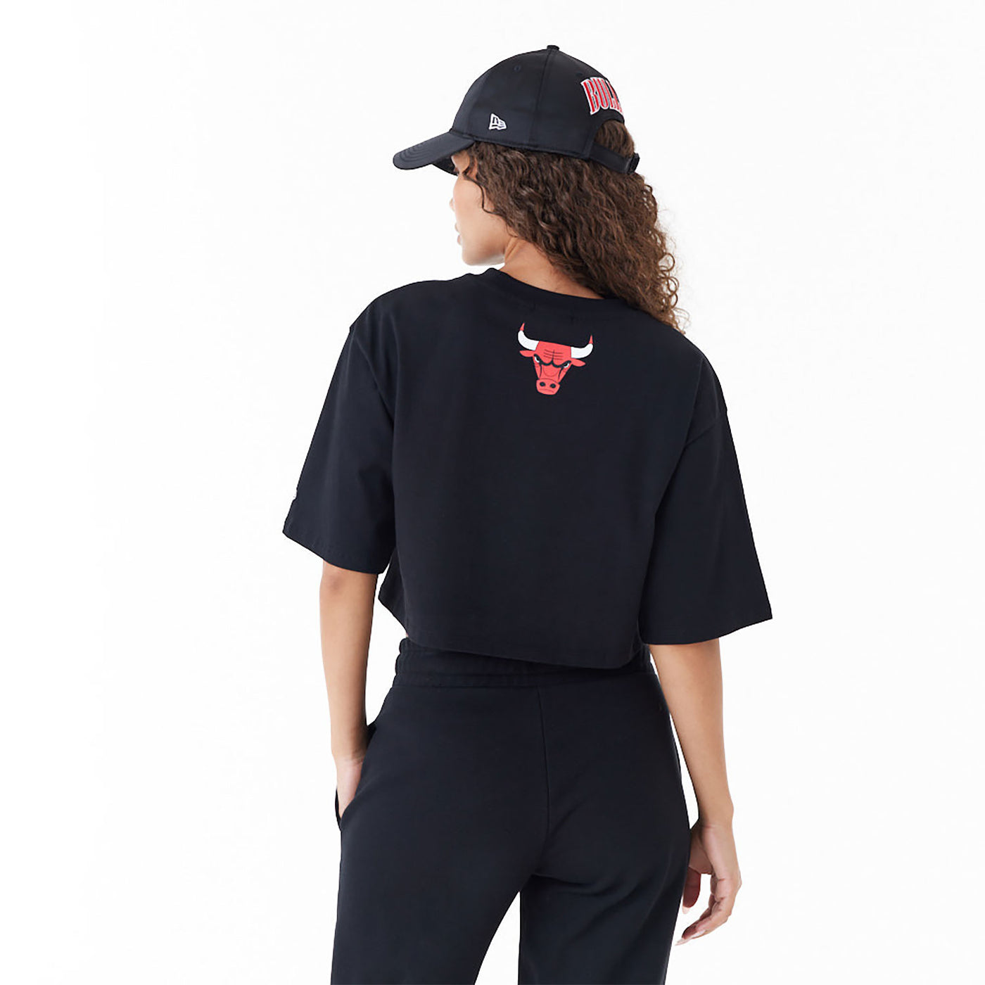 T-SHIRT CROP CHICAGO BULLS NBA TEAM WORDMARK NERA NEW ERA DONNA