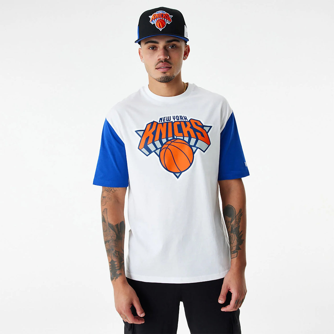 T-SHIRT NEW YORK KNICKS NBA COLOUR BLOCK BIANCA NEW ERA UOMO