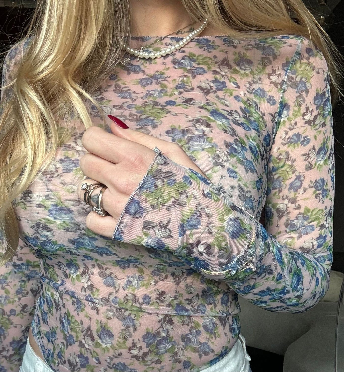 MAGLIA 4552 BLU FIORI PINK DONNA