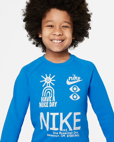 TUTA NIKE STATEMENT CREW SET IN FRENCH TERRY CON STAMPE UNISEX BAMBINO