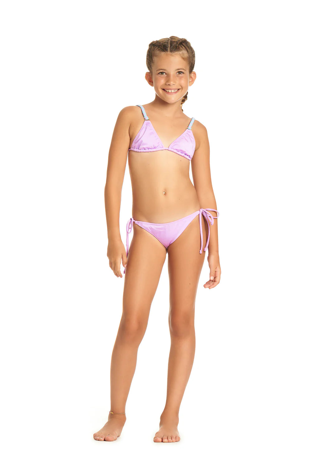 BIKINI TRIANGOLO CON TRECCINA LILLA COTAZUR BAMBINA